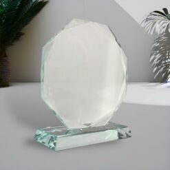 Kristály üvegplakett 13 cm (nyolcszög) egyedi gravírozott szöveggel vagy képpel