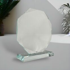 Kristály üvegplakett 17 cm (nyolcszög) egyedi gravírozott szöveggel vagy képpel