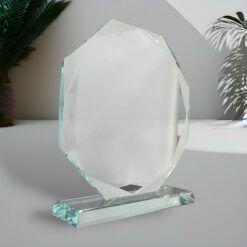 Kristály üvegplakett 21 cm (nyolcszög) egyedi gravírozott szöveggel vagy képpel