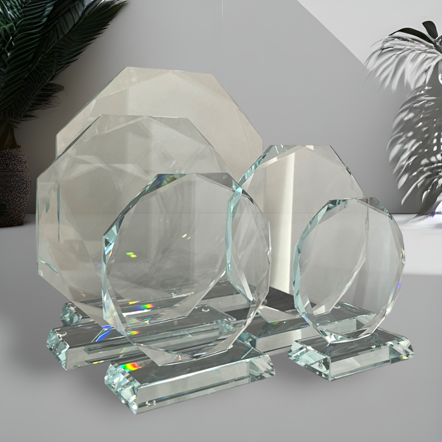 Kristály üvegplakett 21 cm (nyolcszög) egyedi gravírozott szöveggel vagy képpel - Image 4