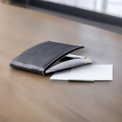 Műbör fém névjegy tartó