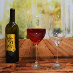 Vörösboros kristálypohár szett prémium kristályokkal, szív minta